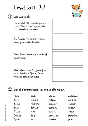 Grundschule Leseblatt 37 Buchstabe a,ae,aeu,b,c,ch,d,e,ei,eu,f,g,i,ie,j,k,l,m,n,ng,nk,o,oe,p,pf,r,s,sch,sp,st,sz,t,tz,u,v,ue,w,z